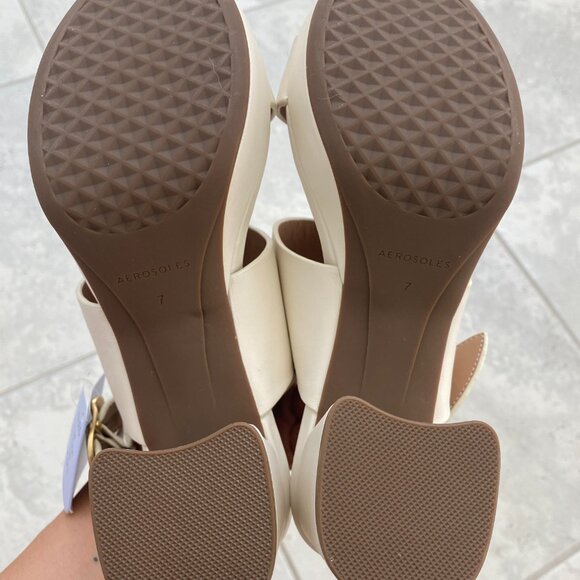 Aerosoles Camera Platform Sandal Eggshell Leather Size  Size 7 - Picture 6 of 8